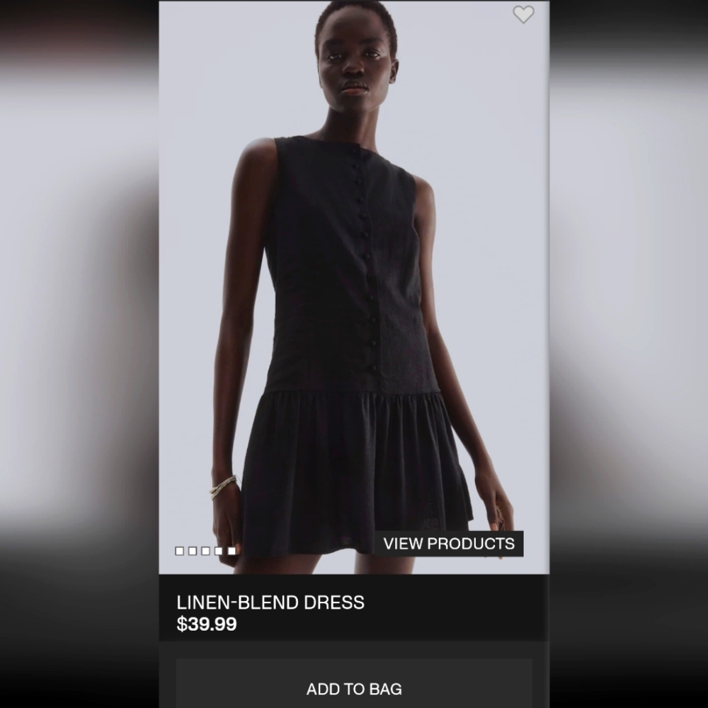 Black Linen-Blend Dress